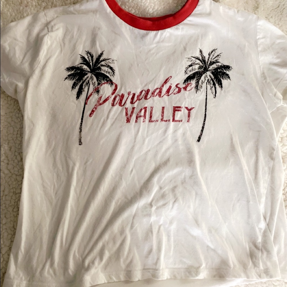 Forever 21 White and Red Crop Top Size Small